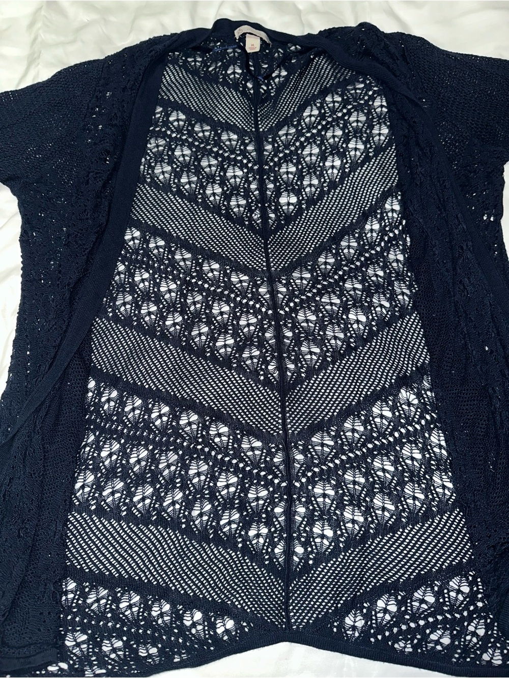 Open-Knit Navy Women's Sweater Cardigan by cb